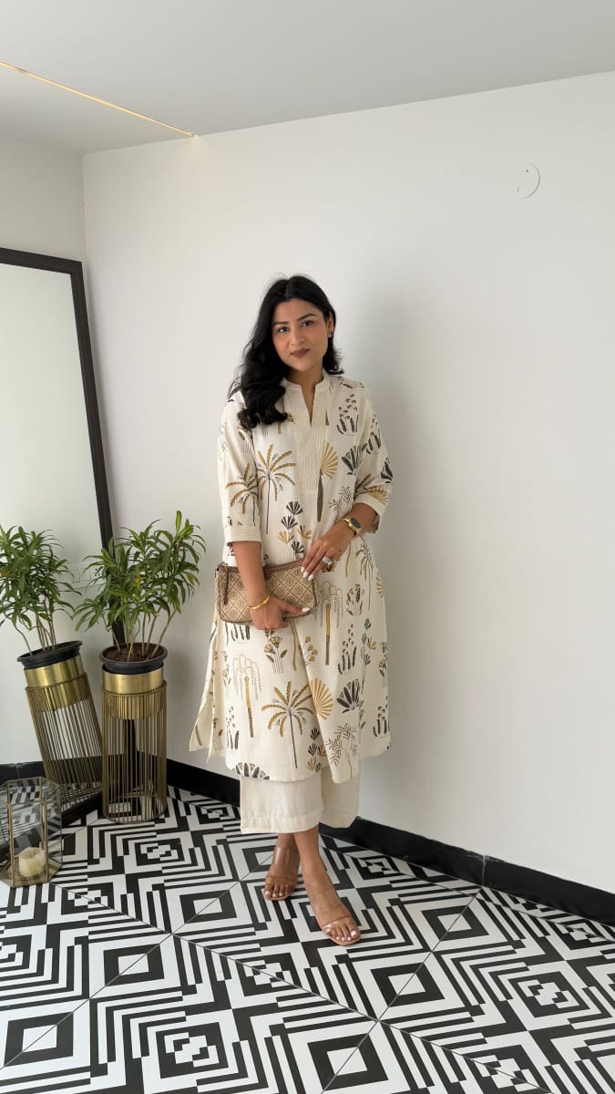 Nature-Inspired Cotton Kurti Set