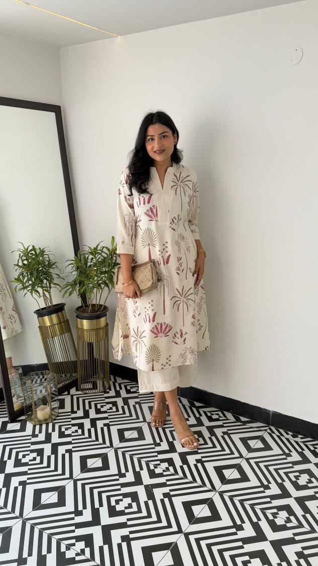 Nature-Inspired Cotton Kurti Set