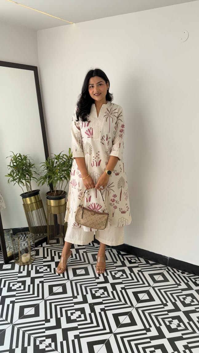 Nature-Inspired Cotton Kurti Set