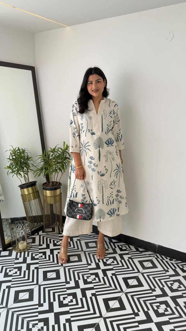 Nature-Inspired Cotton Kurti Set