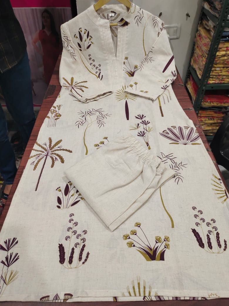 Nature-Inspired Cotton Kurti Set