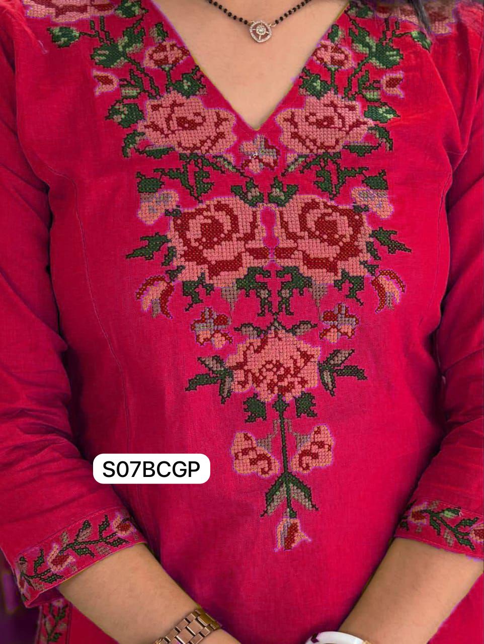Floral Elegance in Vibrant Hues – Cotton Embroidered Coordinate Set