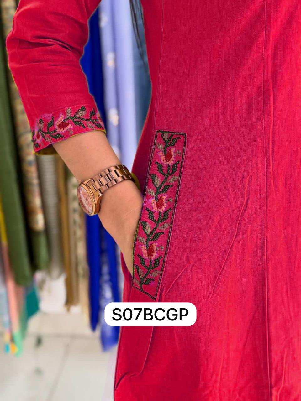 Floral Elegance in Vibrant Hues – Cotton Embroidered Coordinate Set