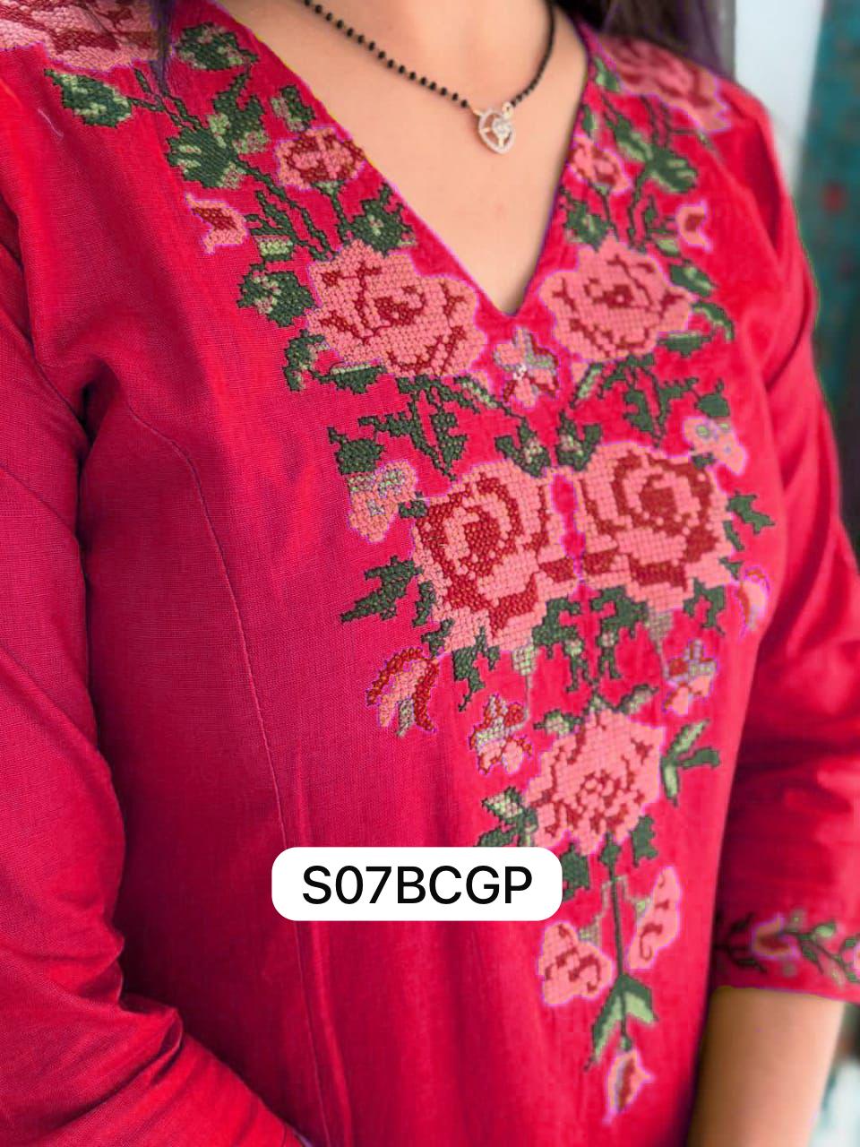 Floral Elegance in Vibrant Hues – Cotton Embroidered Coordinate Set