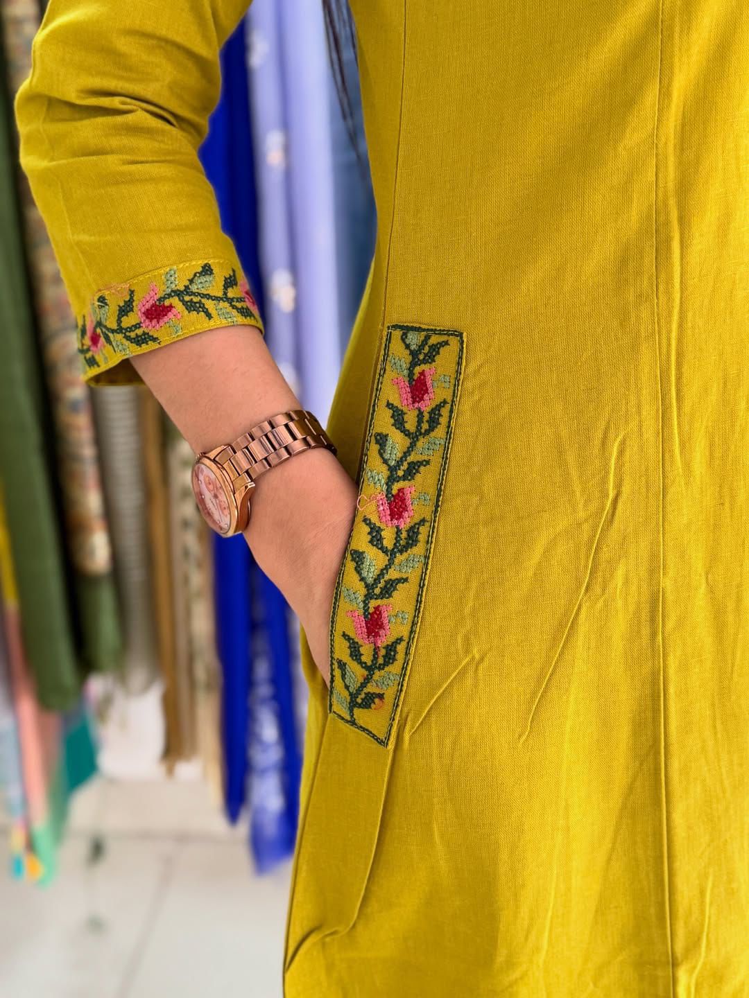 Floral Elegance in Vibrant Hues – Cotton Embroidered Coordinate Set