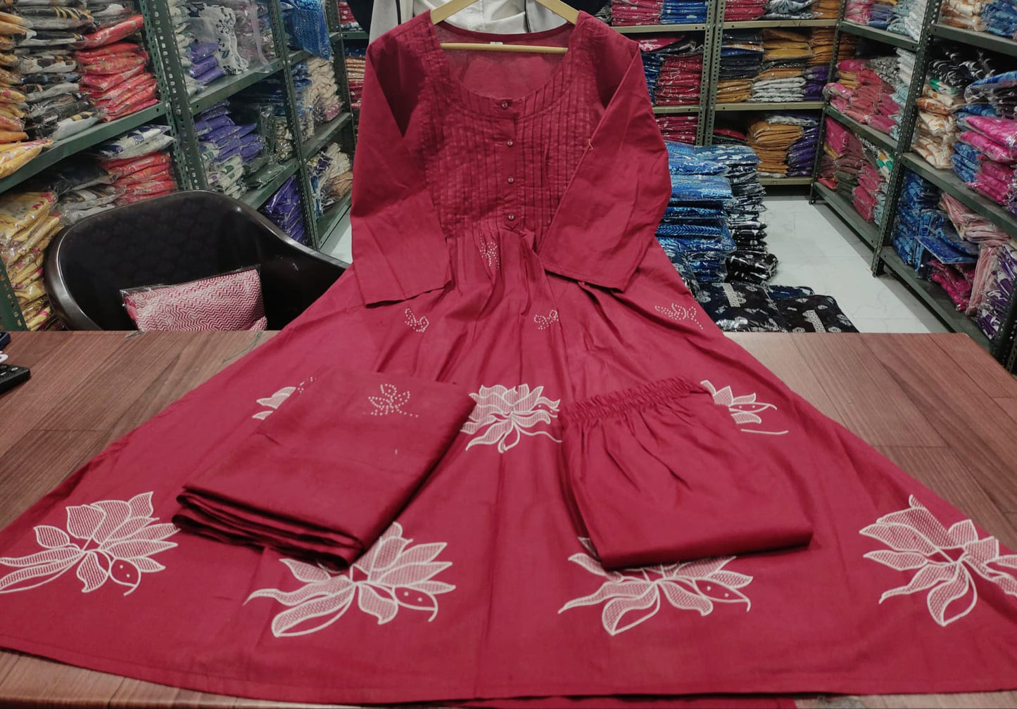 Pure Cotton Discharge Print Kurti Set