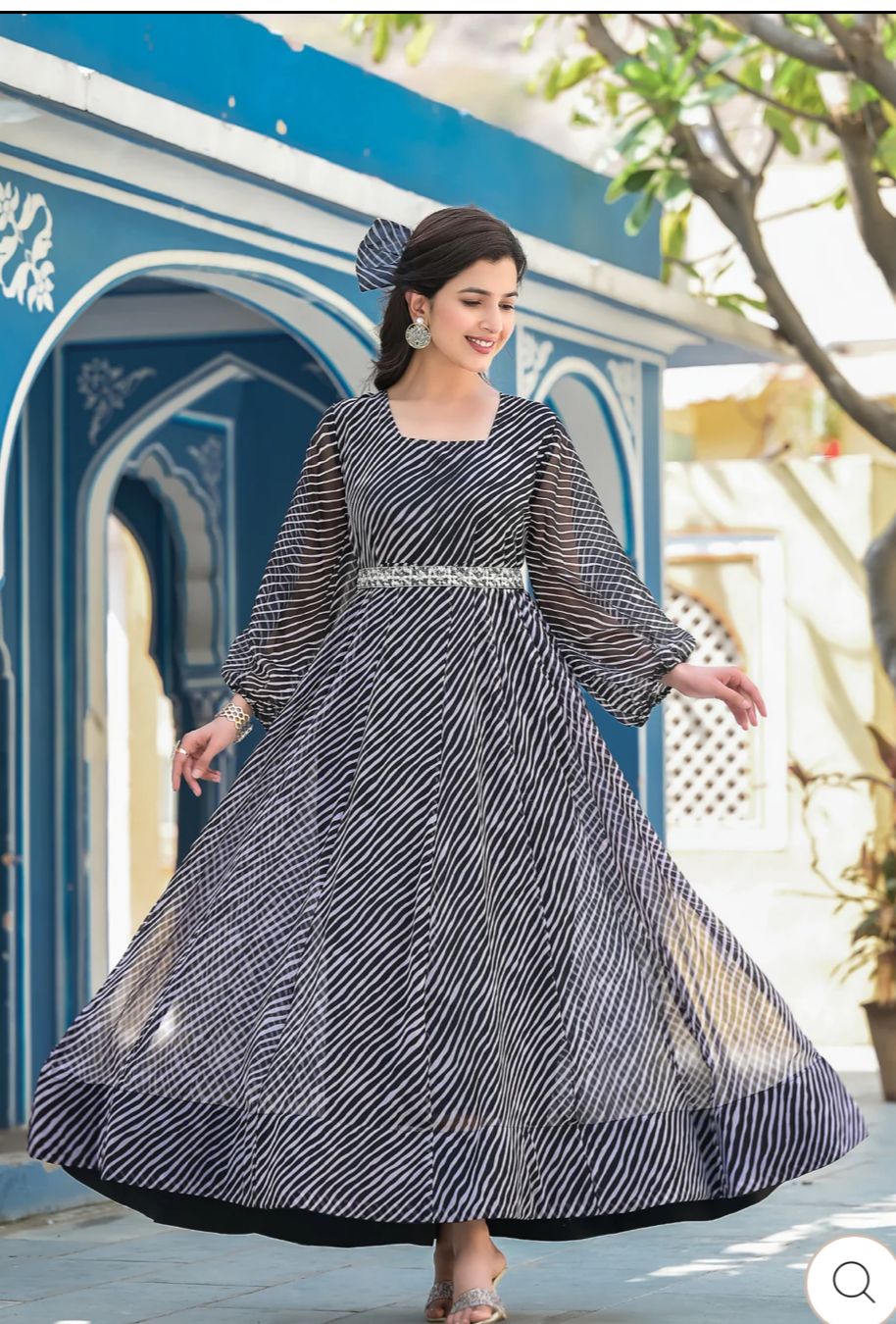 Elegant Organza Long Anarkali Kurti