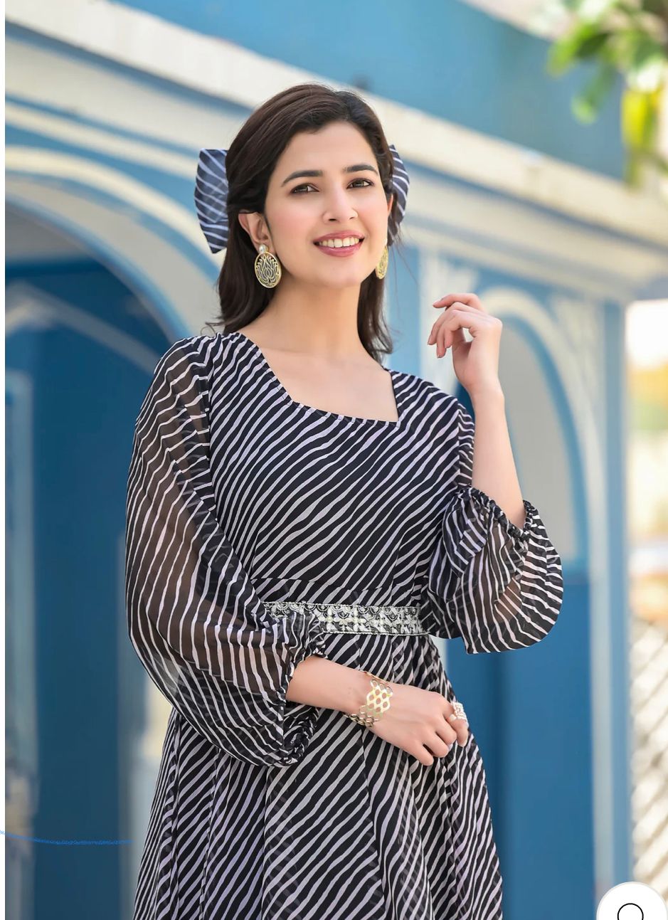 Elegant Organza Long Anarkali Kurti