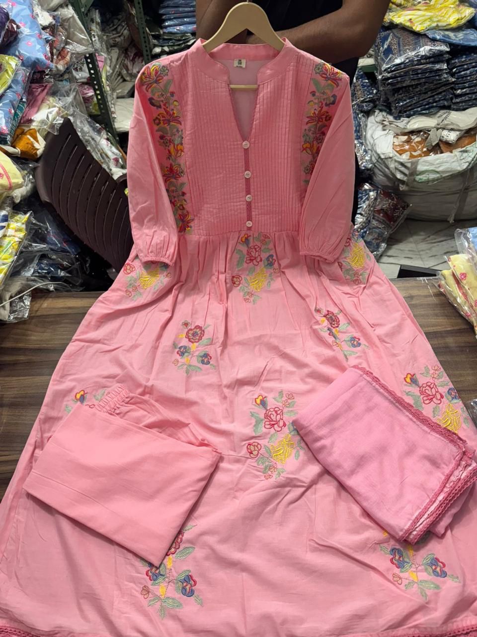 Pastel Bloom – Elegant Floral Kurti Set for Effortless Grace
