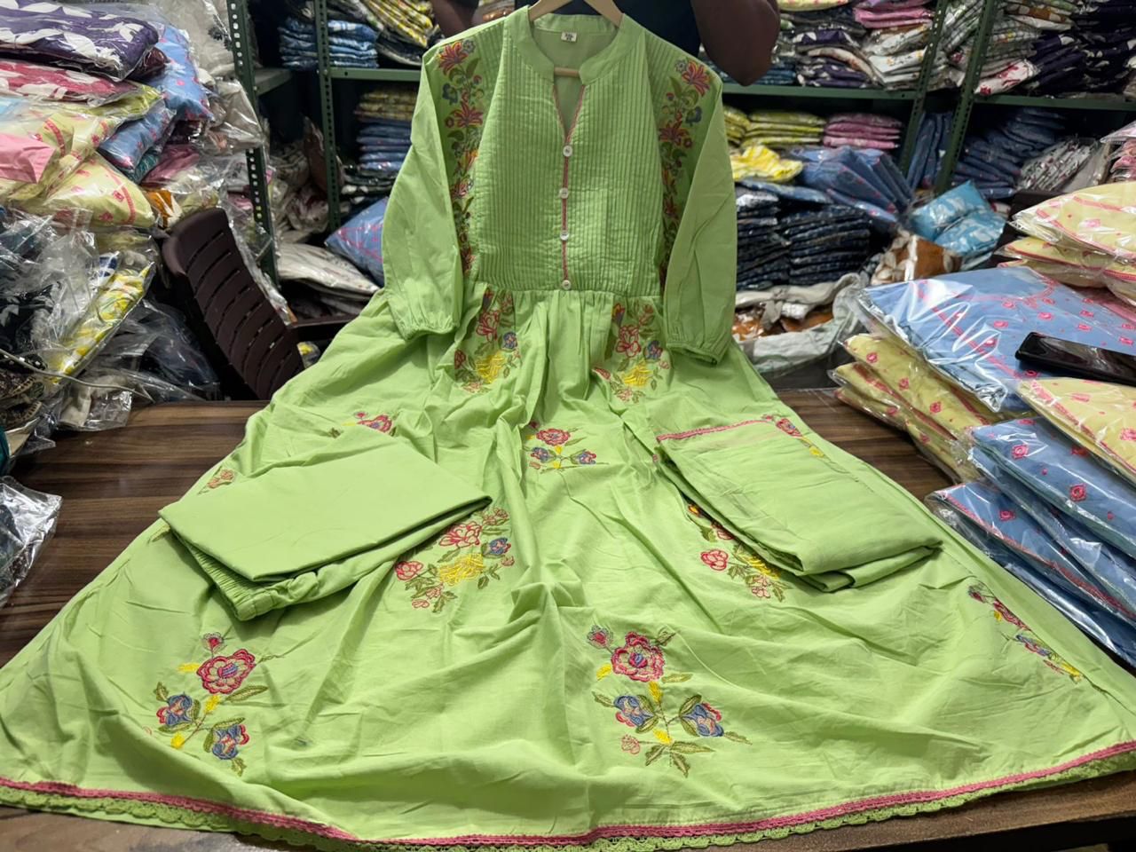 Pastel Bloom – Elegant Floral Kurti Set for Effortless Grace