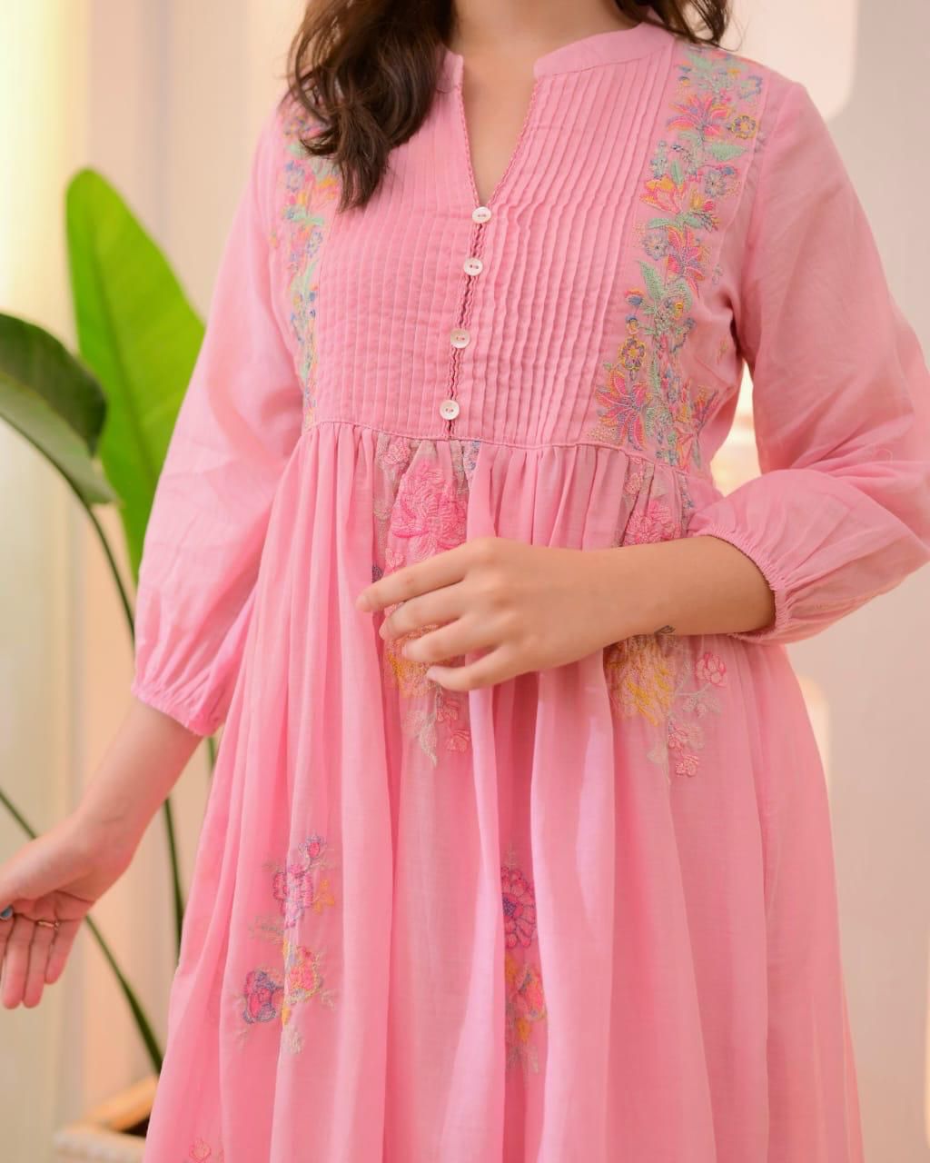 Pastel Bloom – Elegant Floral Kurti Set for Effortless Grace
