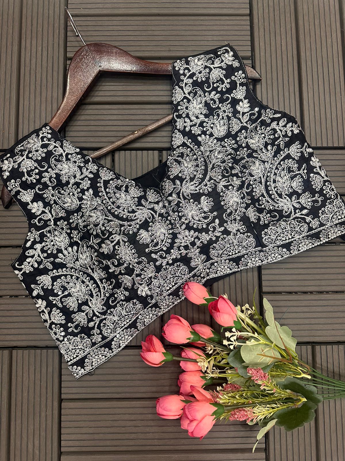 MONOCHROME MAJESTY – Ready-to-Wear Embroidered Saree with Blouse