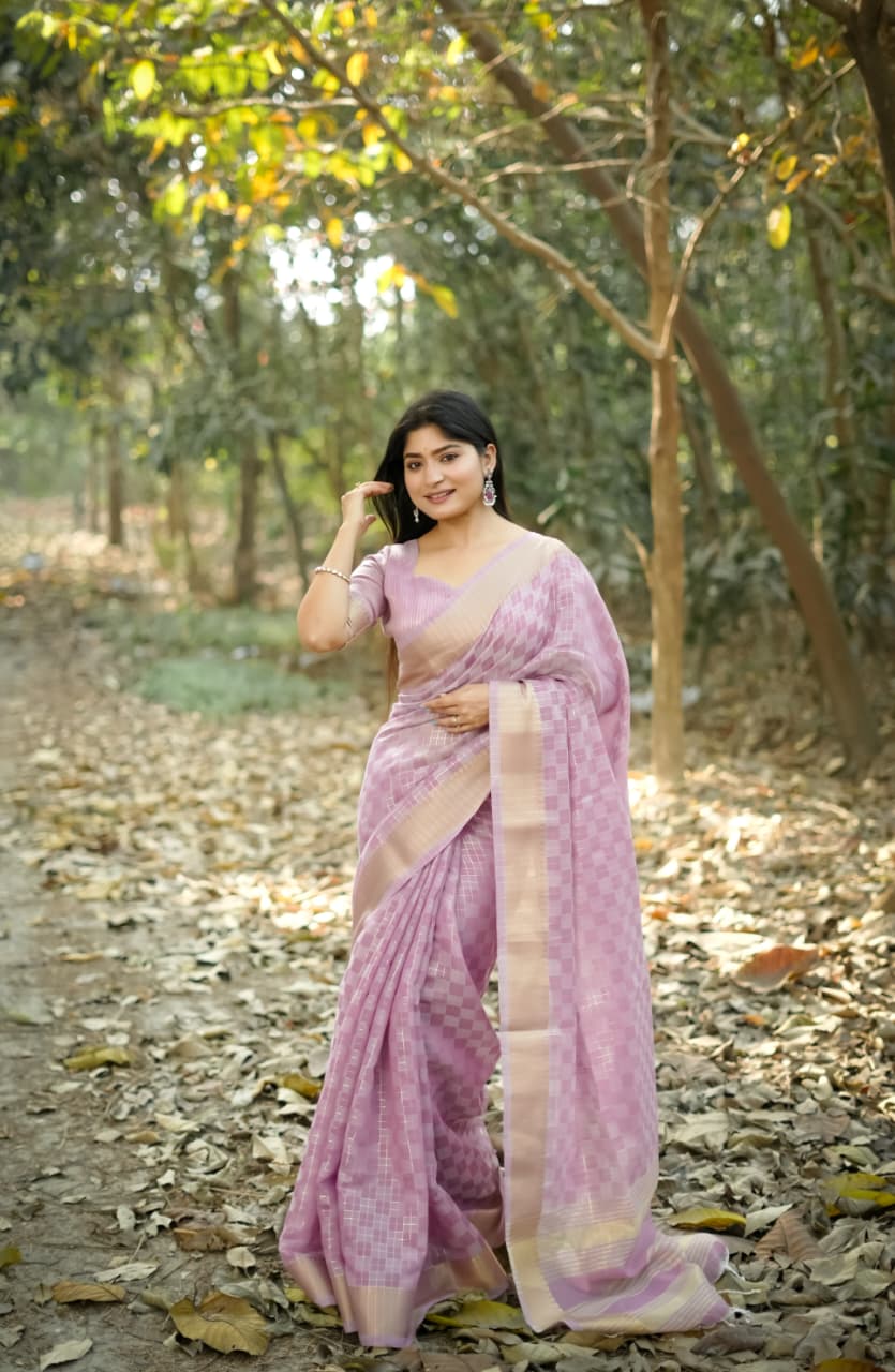 LAVENDER-PINK KALYANI SILK SAREE