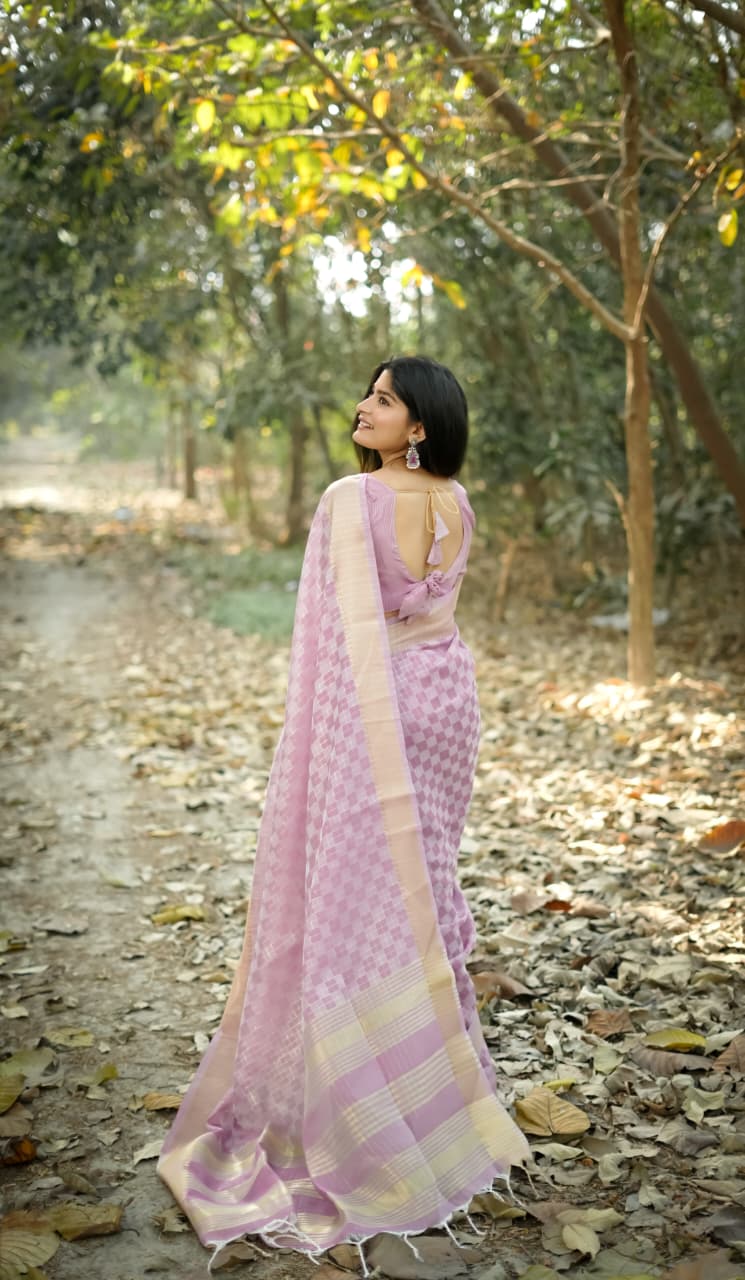 LAVENDER-PINK KALYANI SILK SAREE
