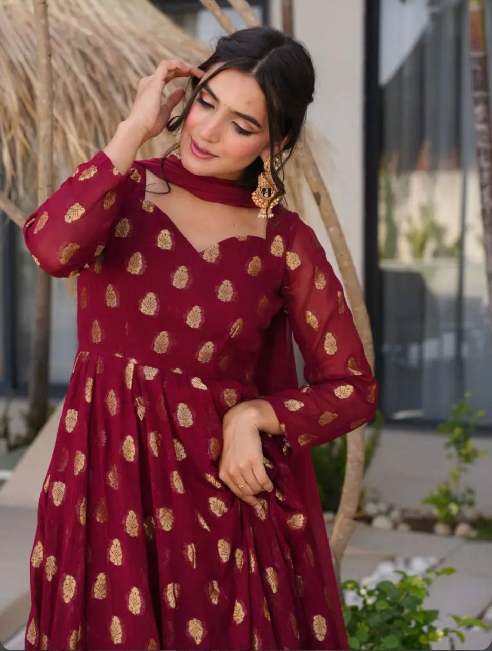 Designer Embroidery Party Wear Gown Set