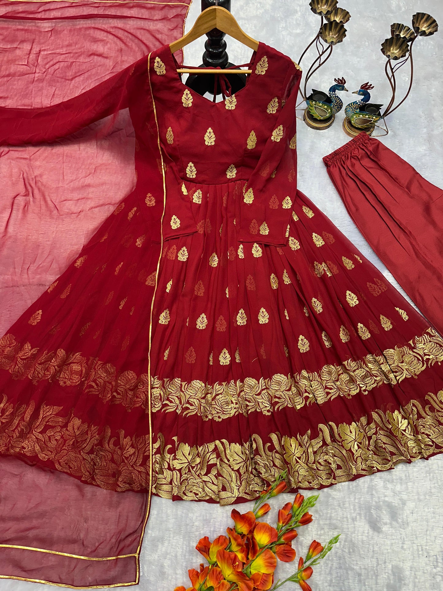 Designer Embroidery Party Wear Gown Set