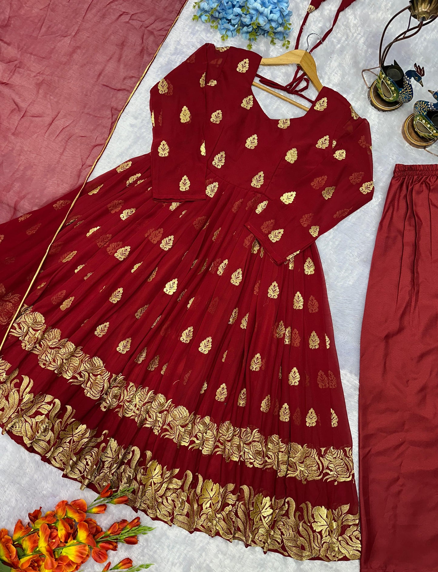 Designer Embroidery Party Wear Gown Set