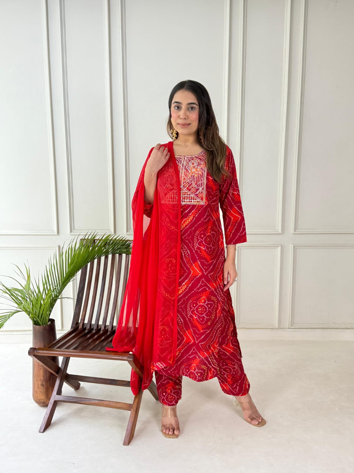 Exquisite Handwork Kurti Set with Chiffon Dupatta