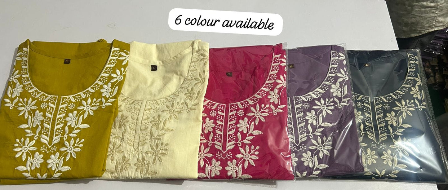 Embroidered Cotton Chikankari-Style Co-Ord Set