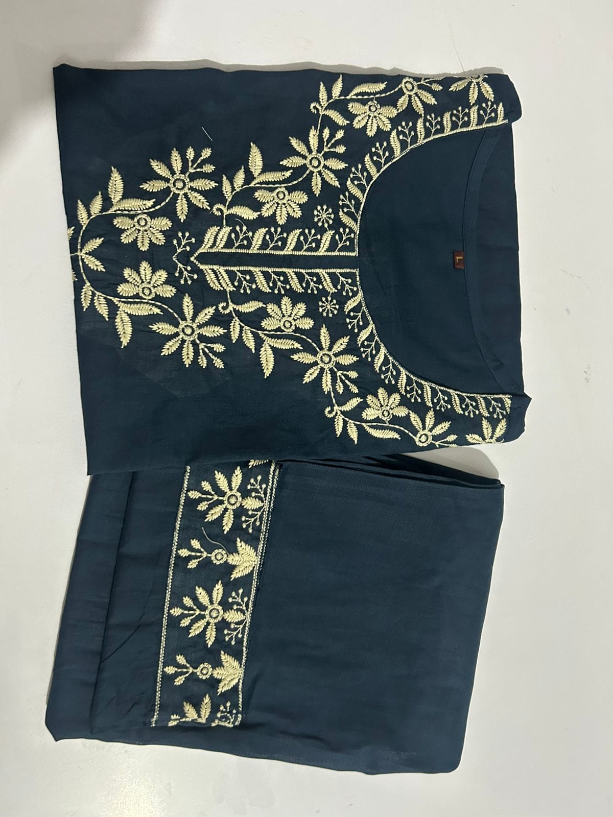 Embroidered Cotton Chikankari-Style Co-Ord Set