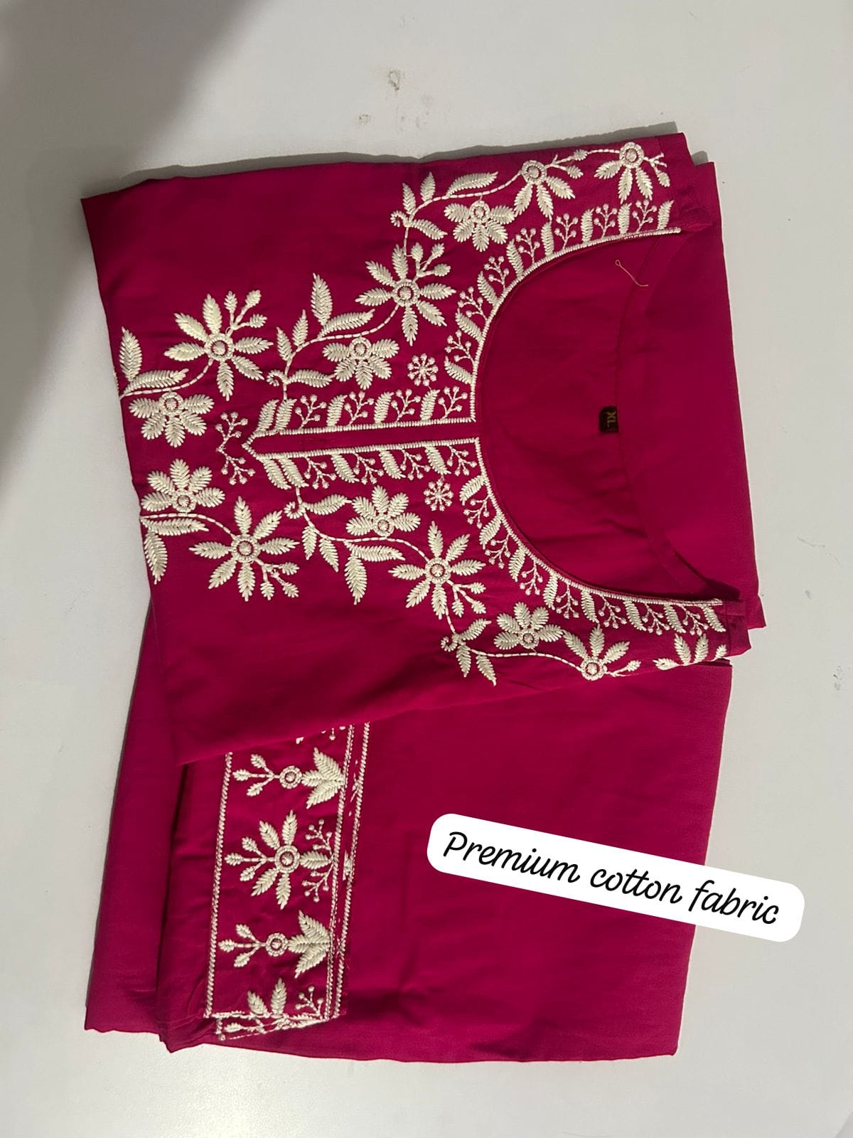 Embroidered Cotton Chikankari-Style Co-Ord Set