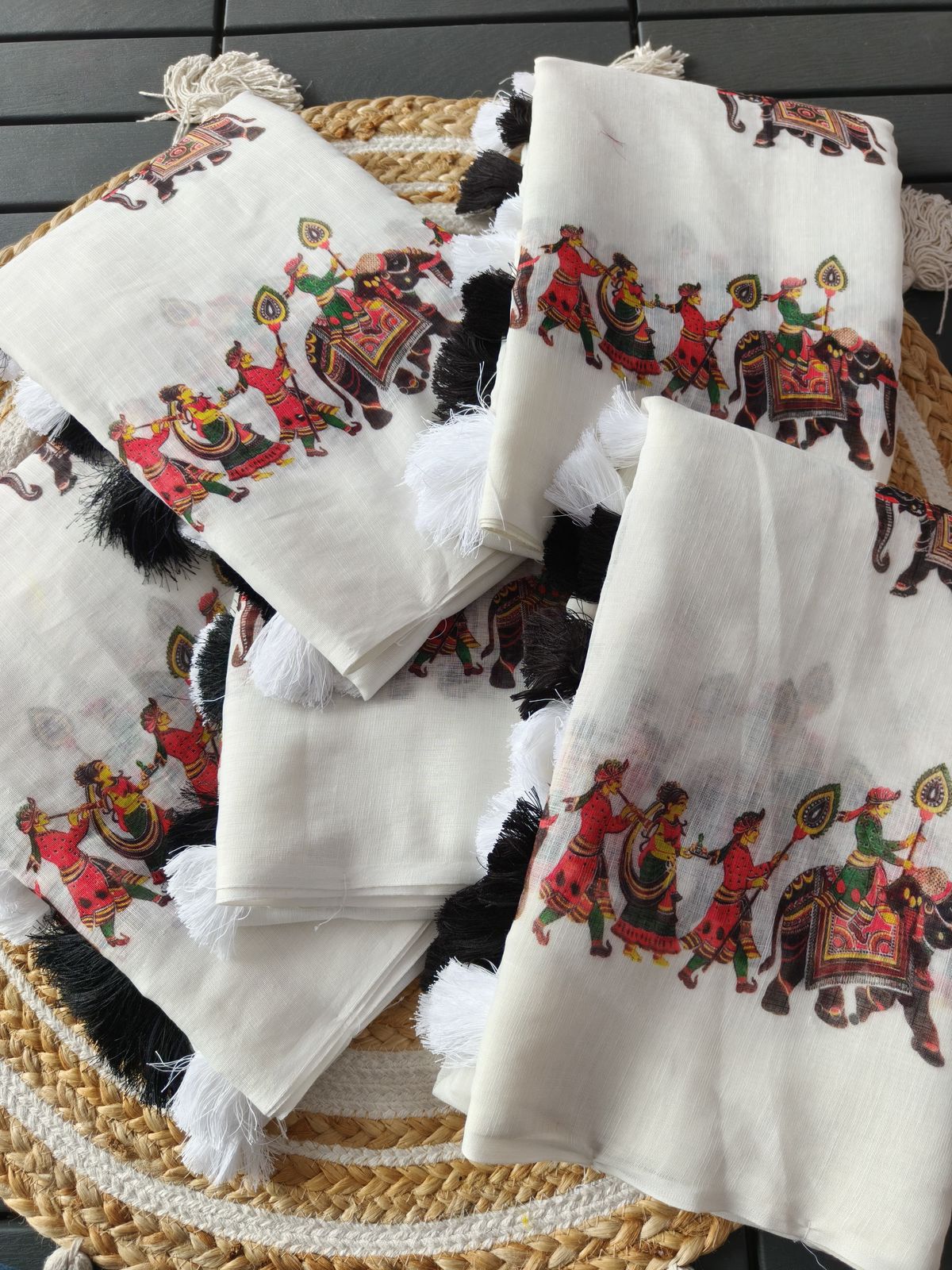 Regal Hand-Painted Motif Saree