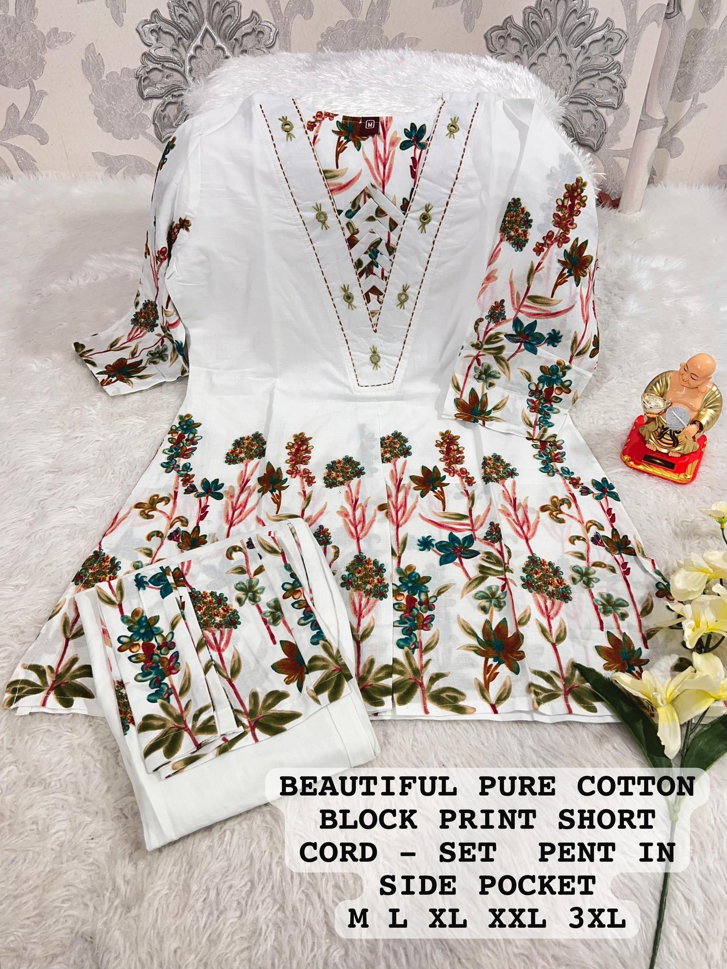 Cotton-Designer Co-Ord Set with Handwork.