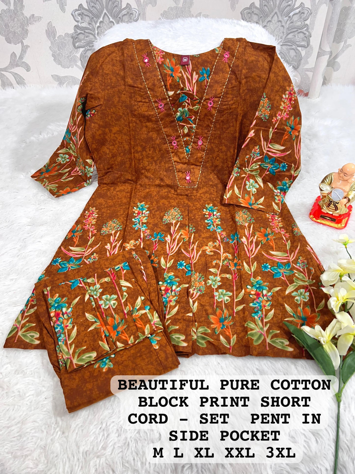 Cotton-Designer Co-Ord Set with Handwork.