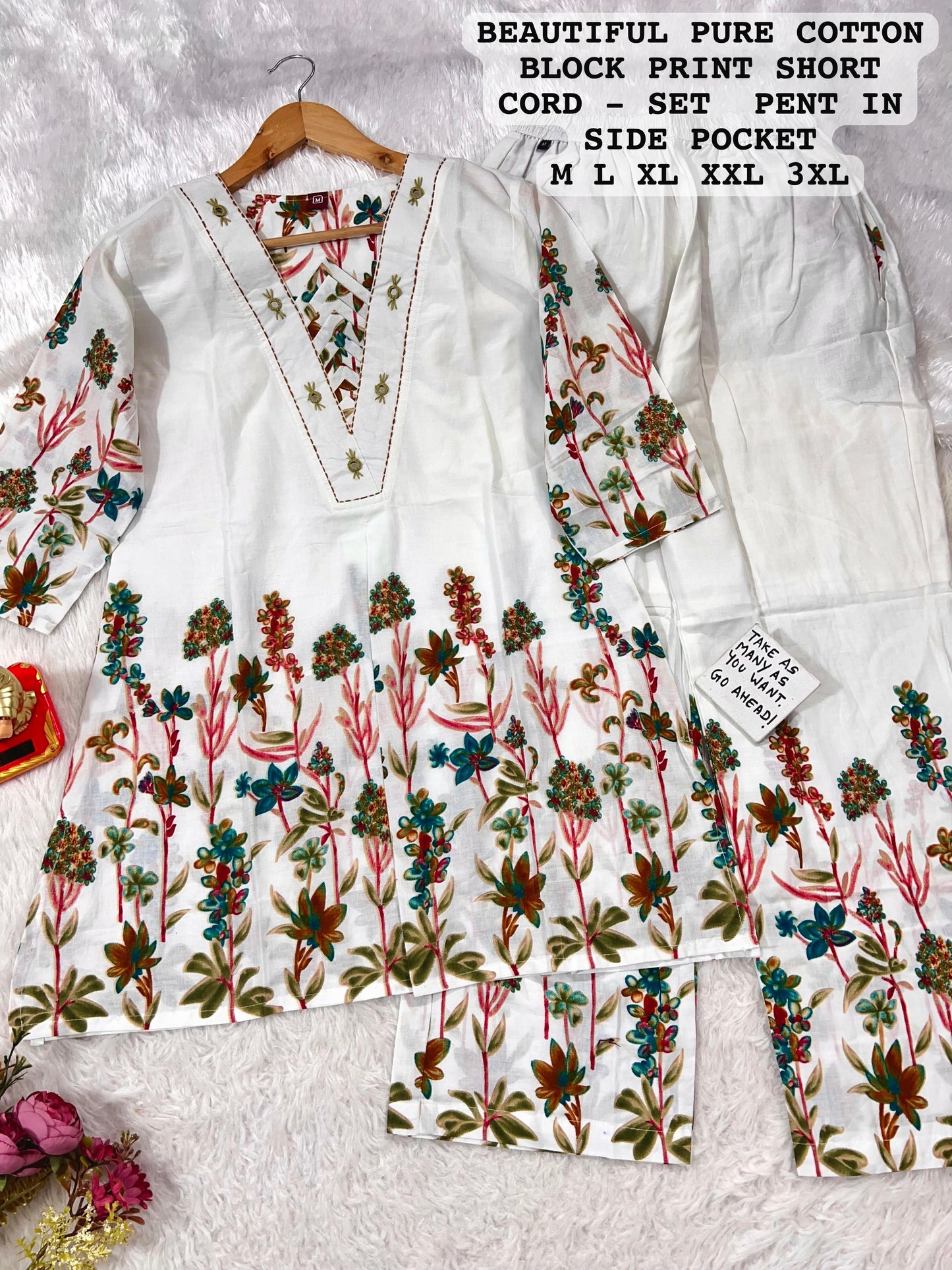 Cotton-Designer Co-Ord Set with Handwork.