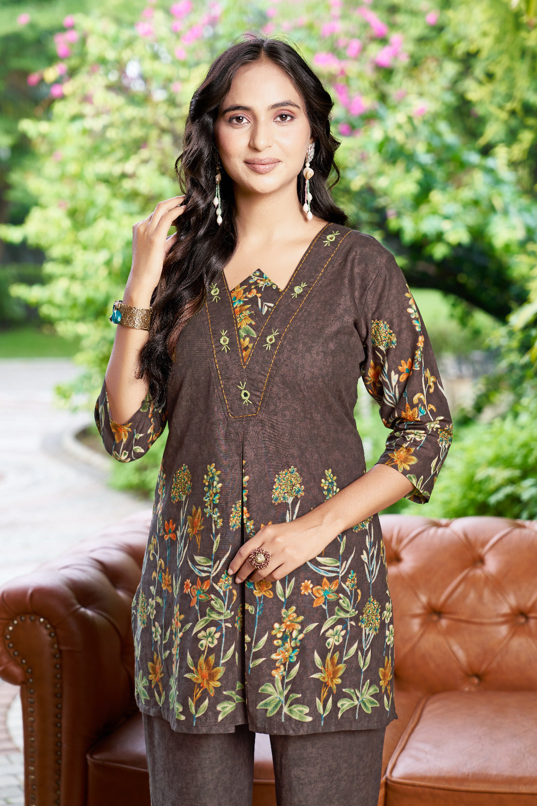 Cotton-Designer Co-Ord Set with Handwork.