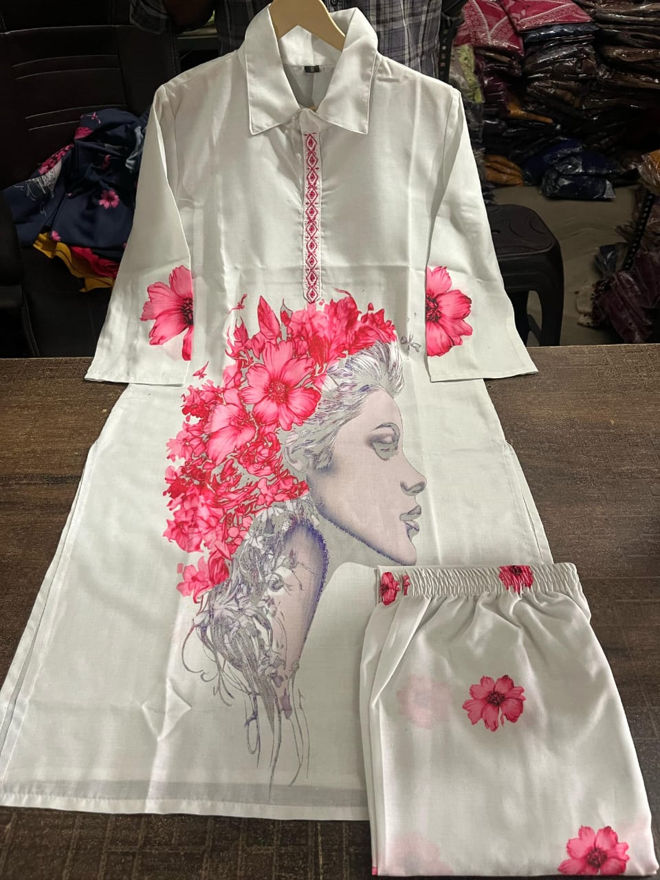 Digital Printed Art Work Muslin Silk Co-Ord Set
