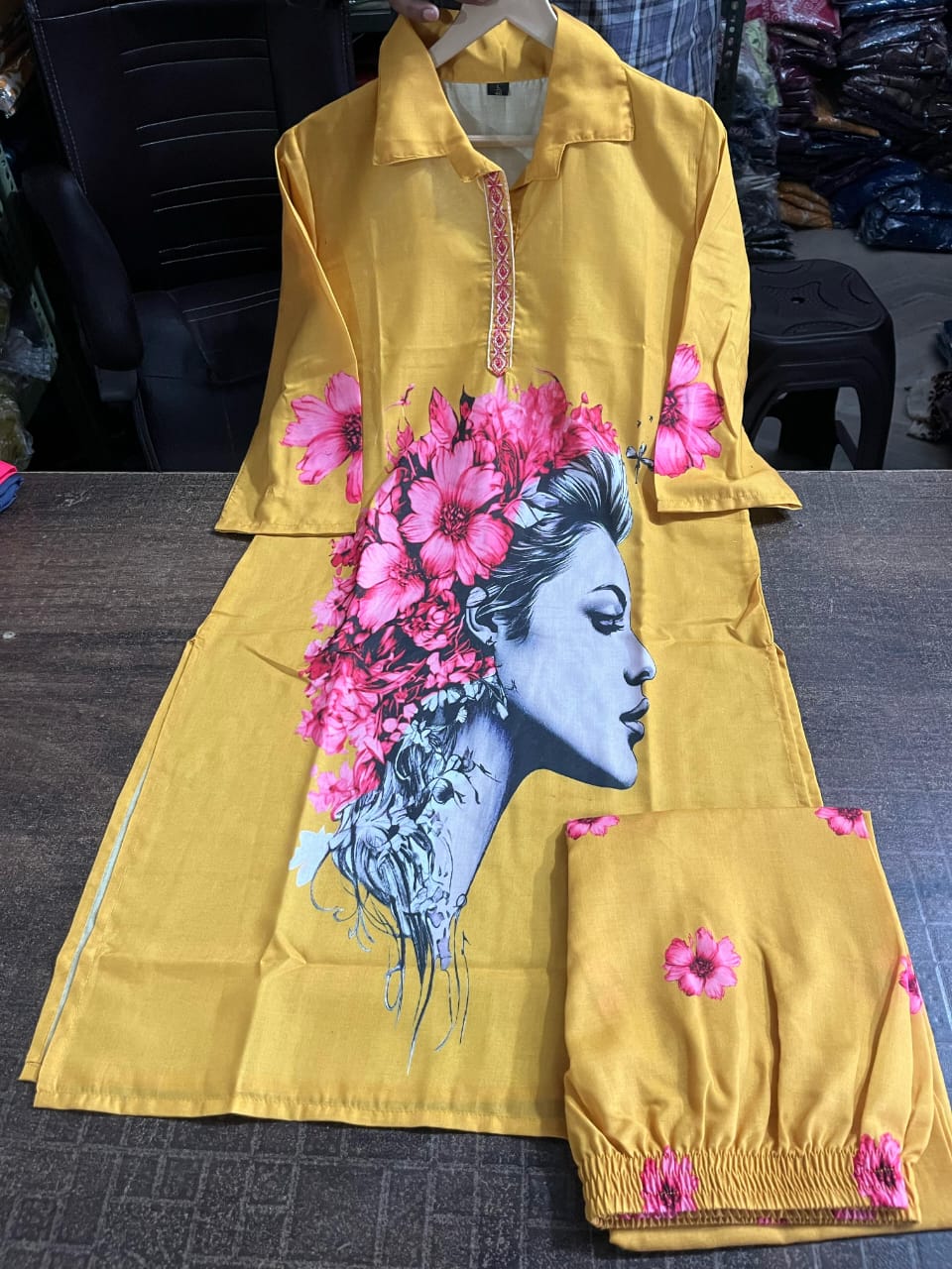 Digital Printed Art Work Muslin Silk Co-Ord Set