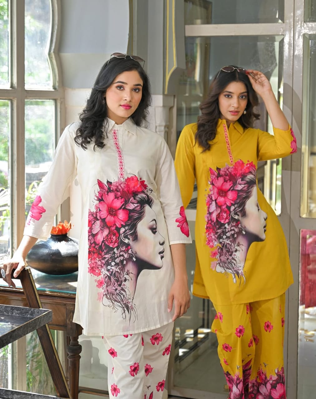 Digital Printed Art Work Muslin Silk Co-Ord Set