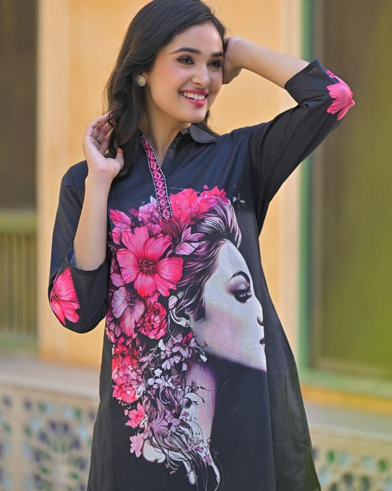 Digital Printed Art Work Muslin Silk Co-Ord Set
