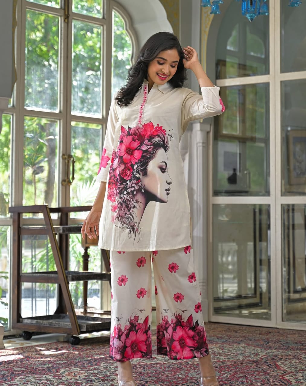 Digital Printed Art Work Muslin Silk Co-Ord Set