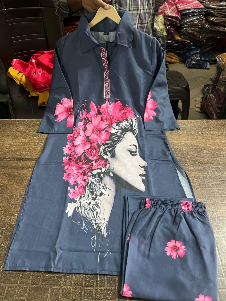 Digital Printed Art Work Muslin Silk Co-Ord Set