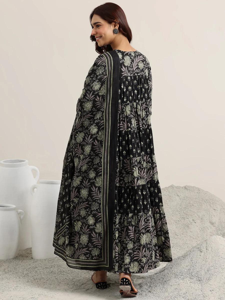 Cotton Printed Anarkali Kurta Set with Dupatta