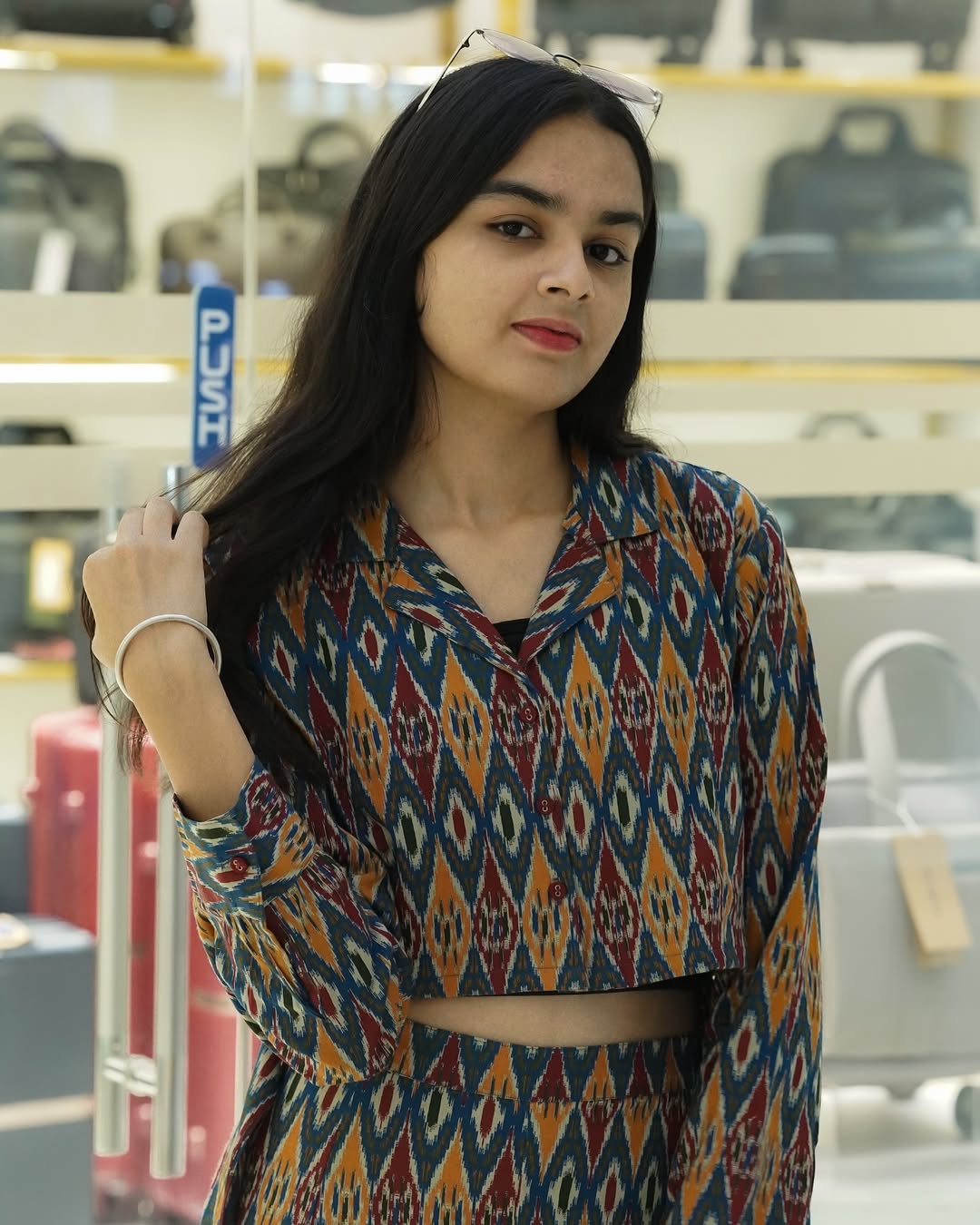 Ikat-Inspired Printed Co-Ord Set in Teal, Mustard, Rust & Maroon.