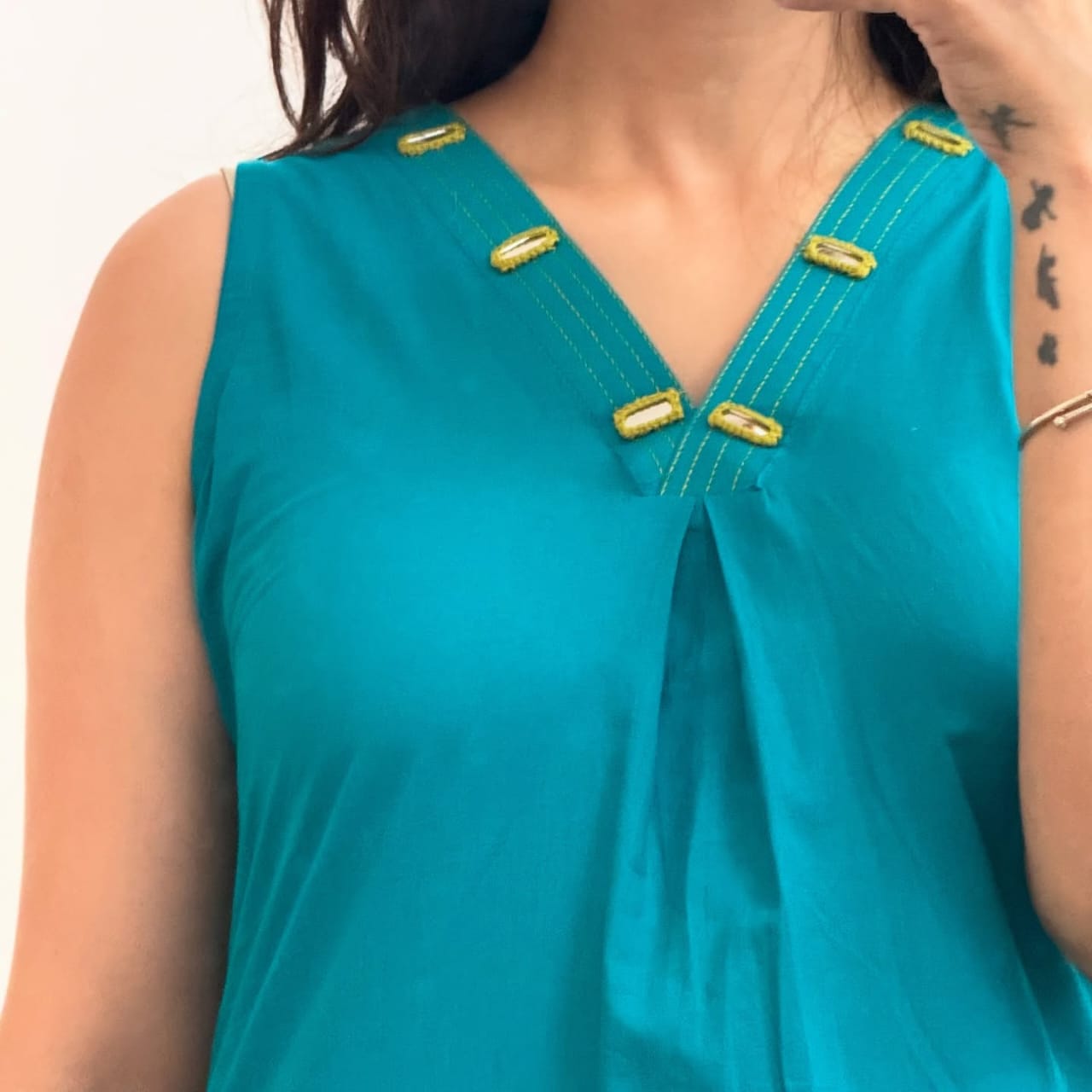 Elegant Embroidered Cotton Kurti with Palazzo Set