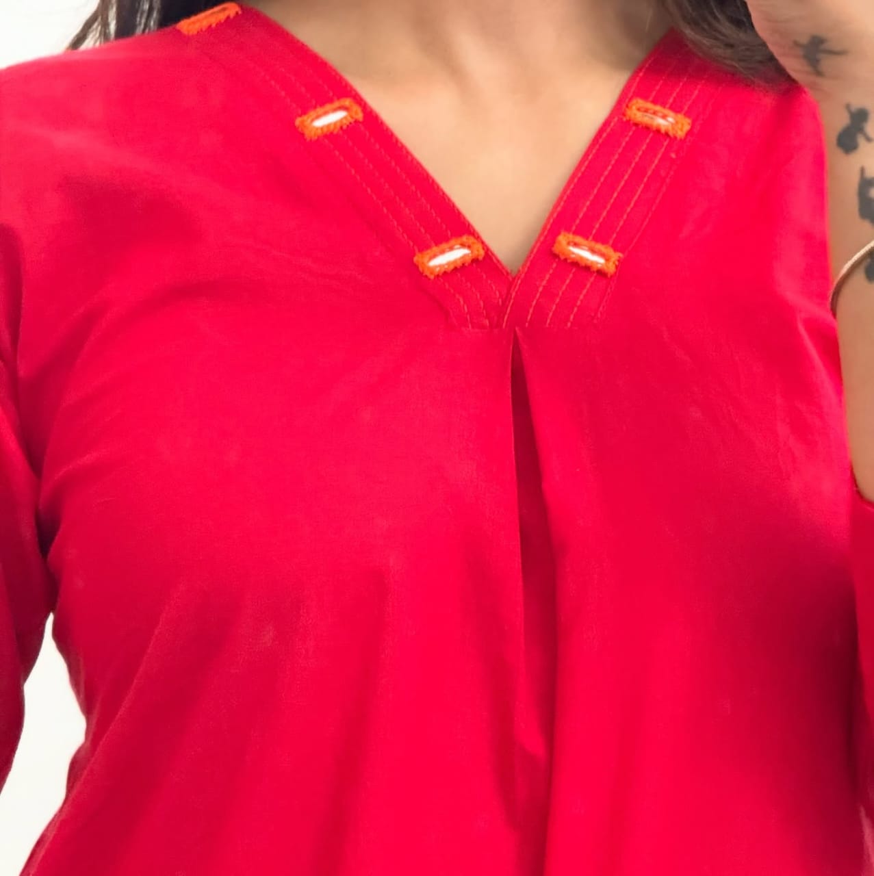Elegant Embroidered Cotton Kurti with Palazzo Set