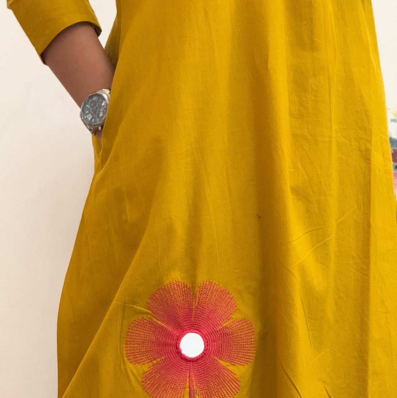 Elegant Embroidered Cotton Kurti with Palazzo Set
