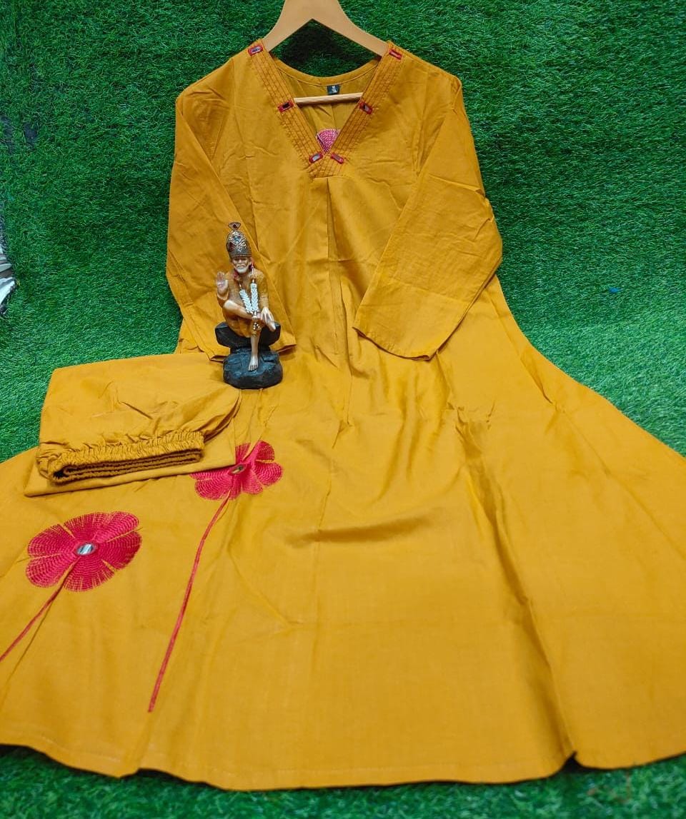 Elegant Embroidered Cotton Kurti with Palazzo Set