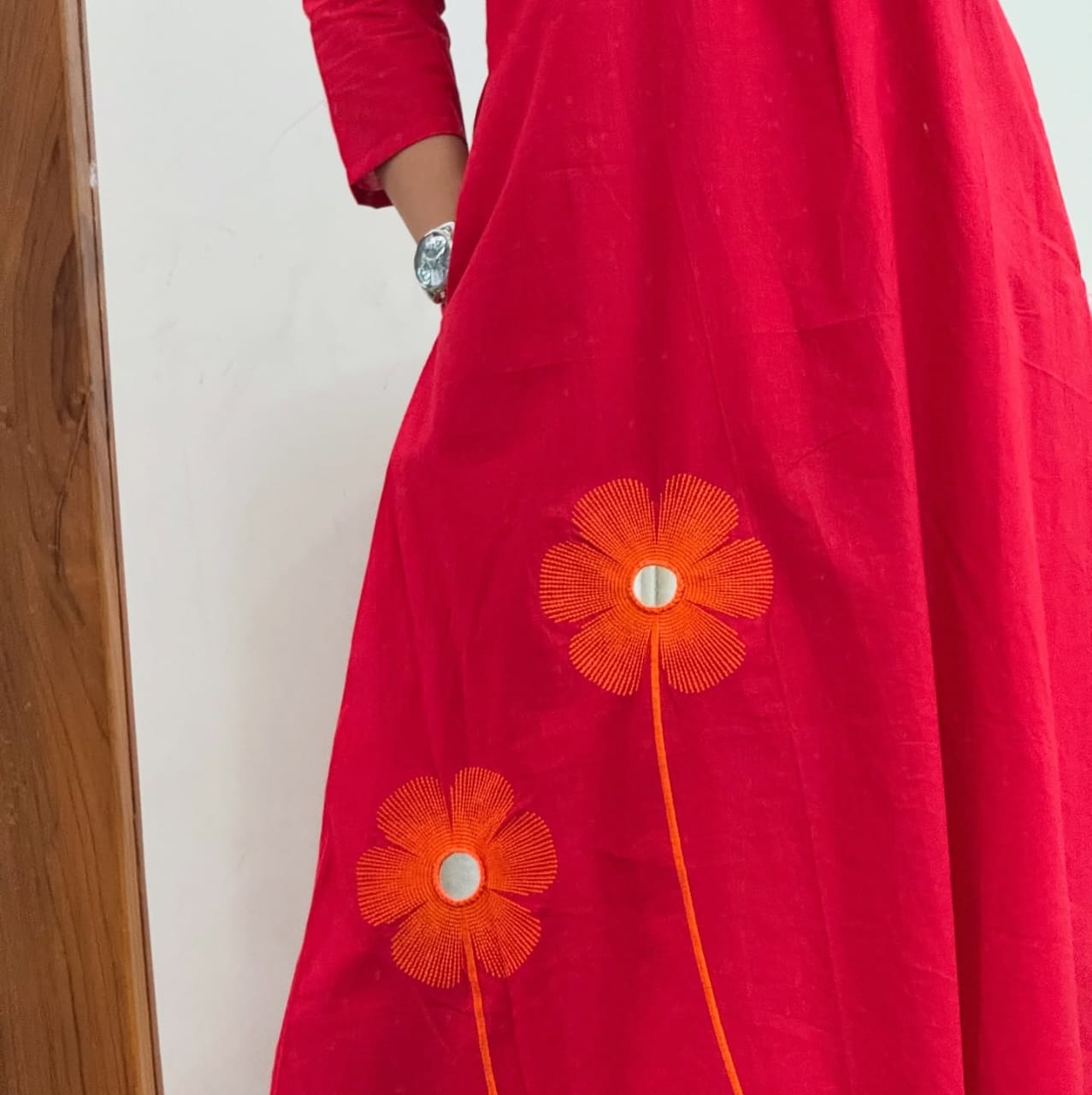 Elegant Embroidered Cotton Kurti with Palazzo Set