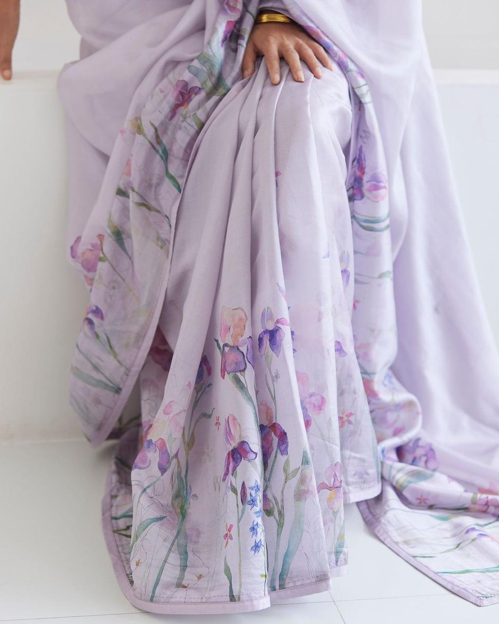 Grace in Bloom- Pure Linen Saree