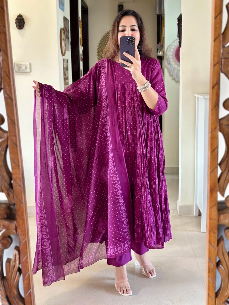 Deep Plum Anarkali Kurti