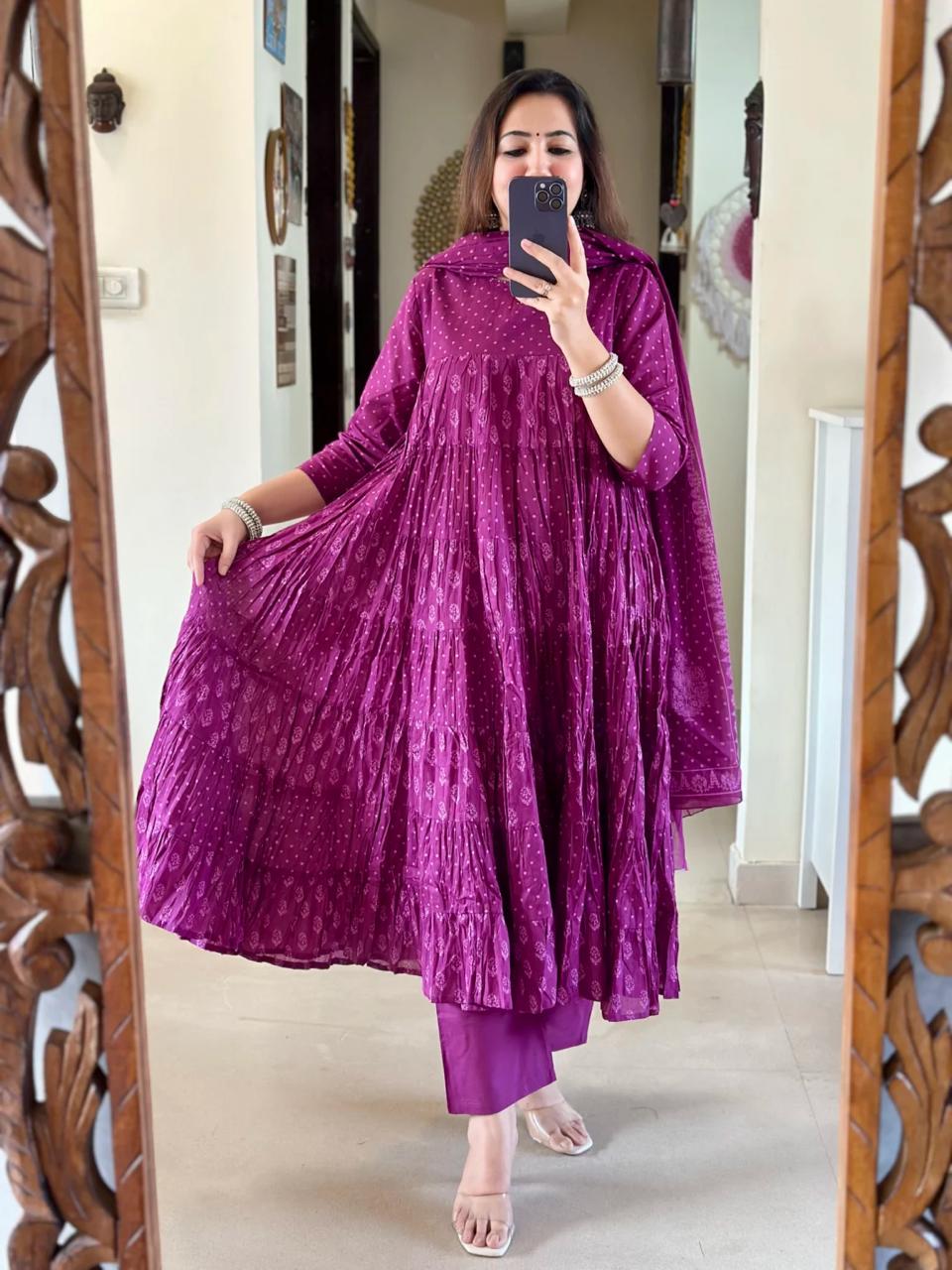 Deep Plum Anarkali Kurti