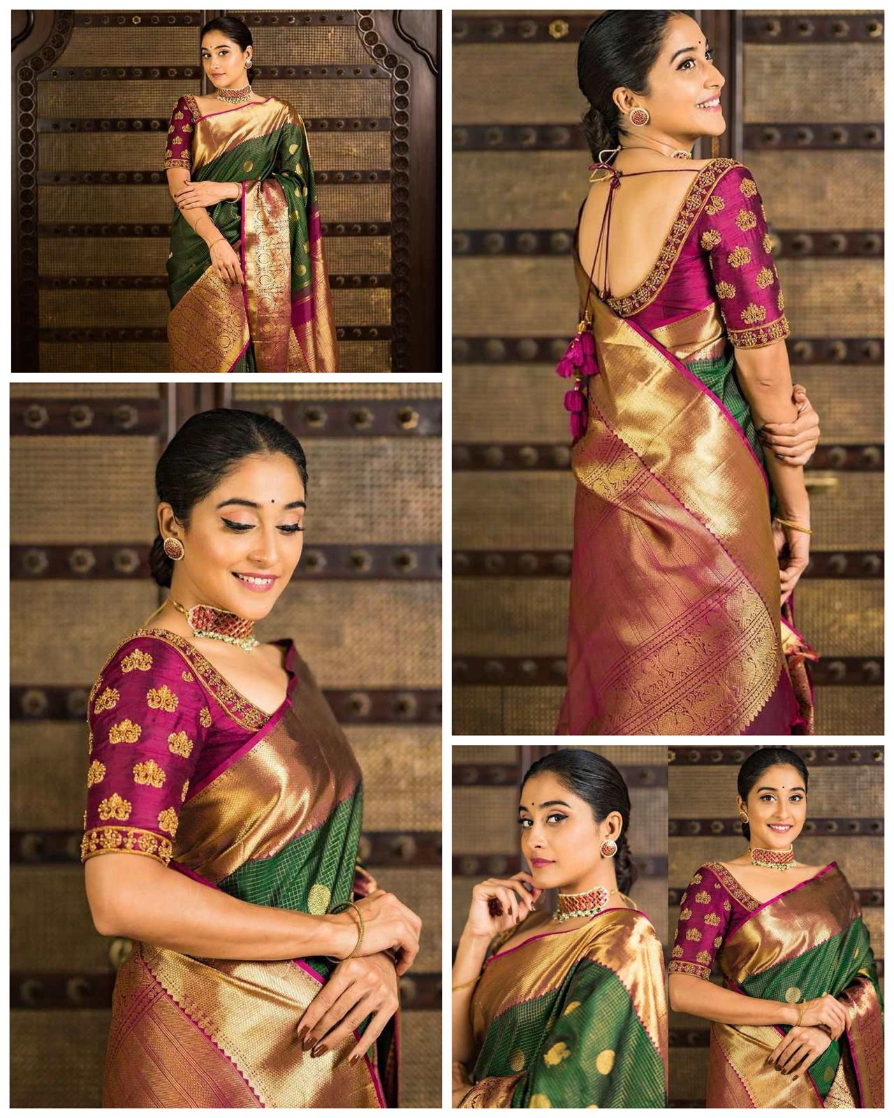 Majestic Green Soft Lichi Silk Saree with Jacquard Weaving