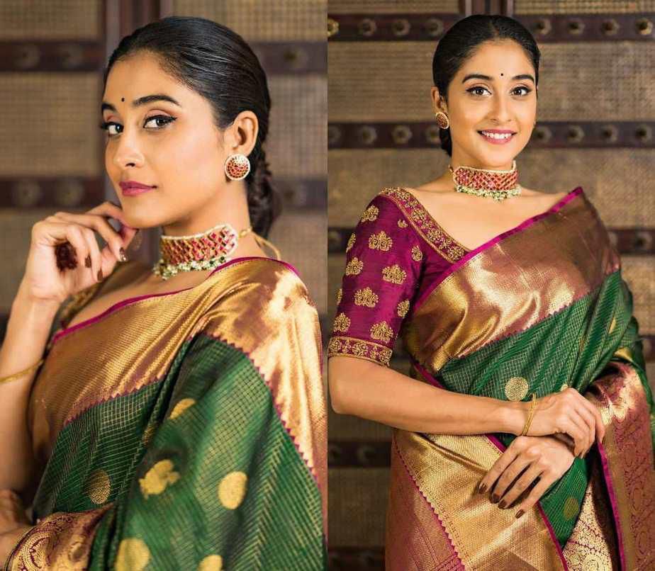 Majestic Green Soft Lichi Silk Saree with Jacquard Weaving