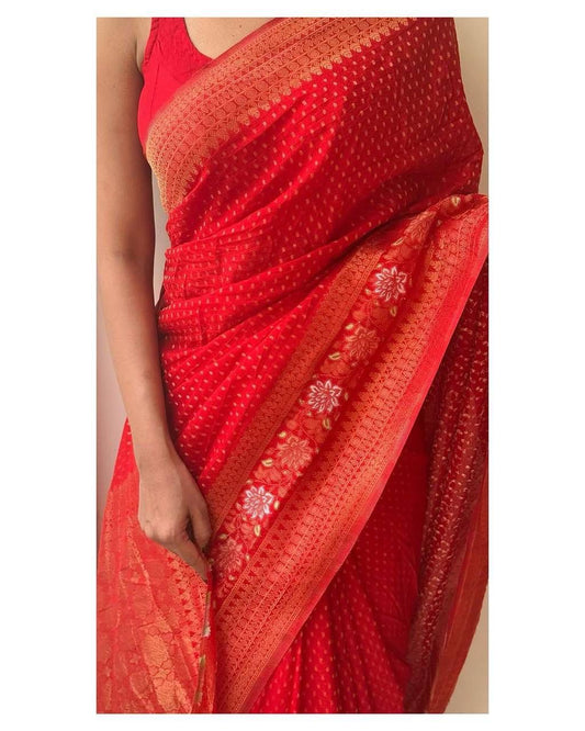 Hand-Dyed Georgette Saree.