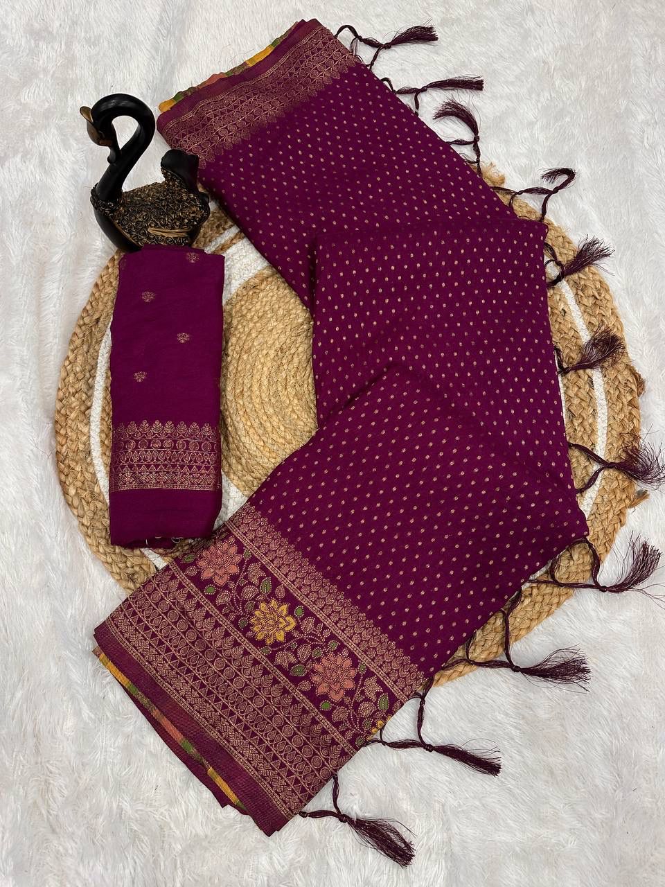 Hand-Dyed Georgette Saree.